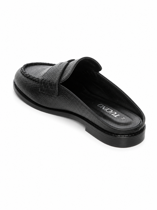 Saboți Damă Negri Texturați Tip Loafer – Casual Eleganți