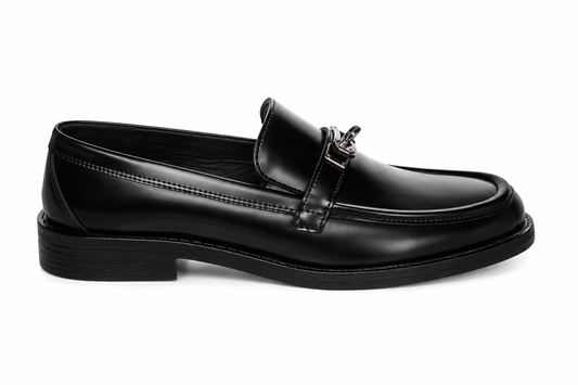 Mocasini Negri Damă Eleganți | Pantofi Loafer cu Detaliu Metalic