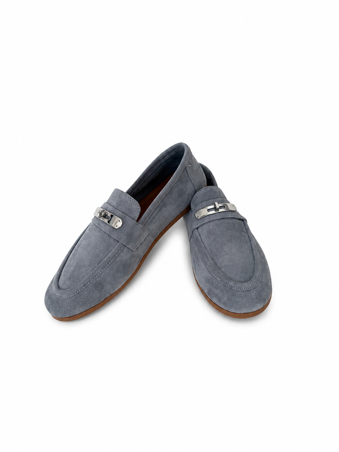 Mocasini Damă Gri Închis Eleganți cu Accesoriu Metalic