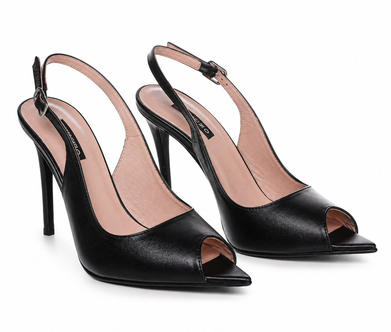 Pantofi Damă Negri Slingback cu Toc Stiletto