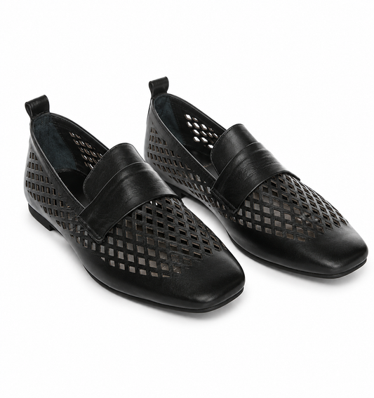 Balerini Damă Negri Perforați – Casual Eleganți și Confortabili